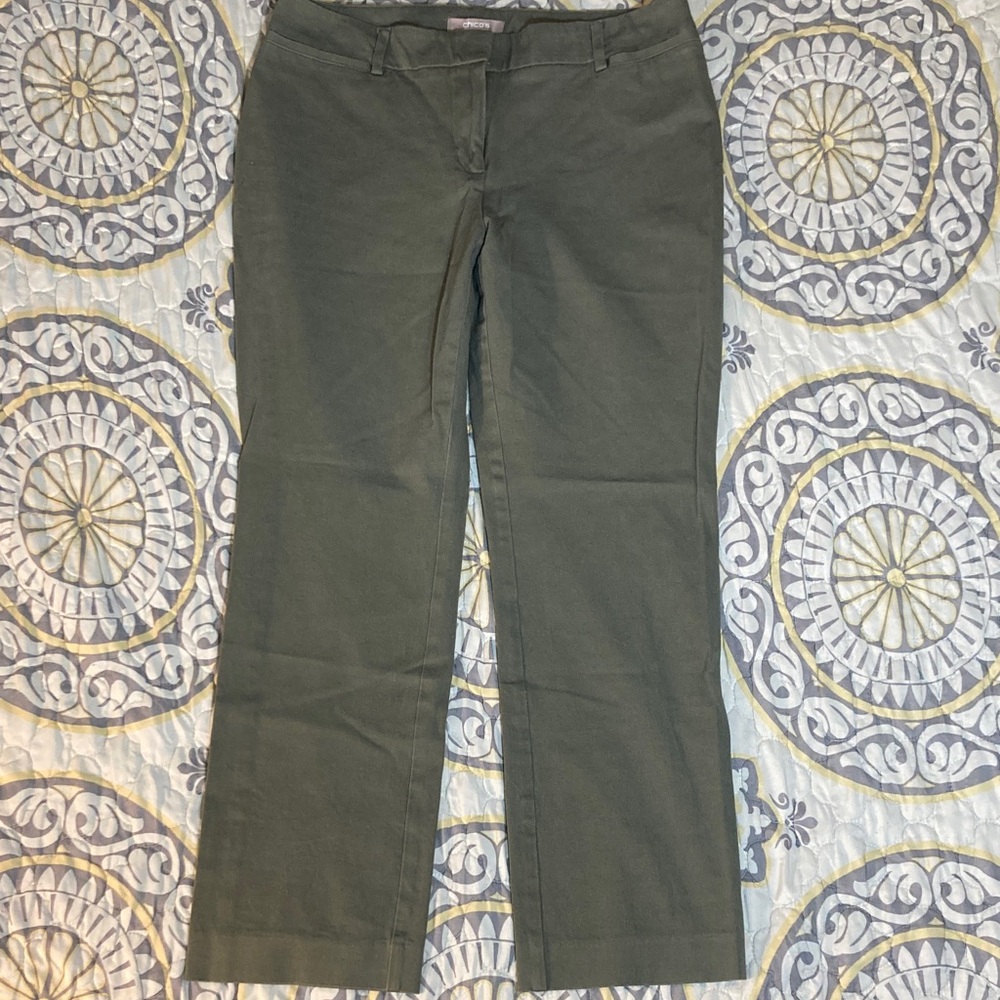 Chico’s Army Green Dress Pants Size 1.5 Short
